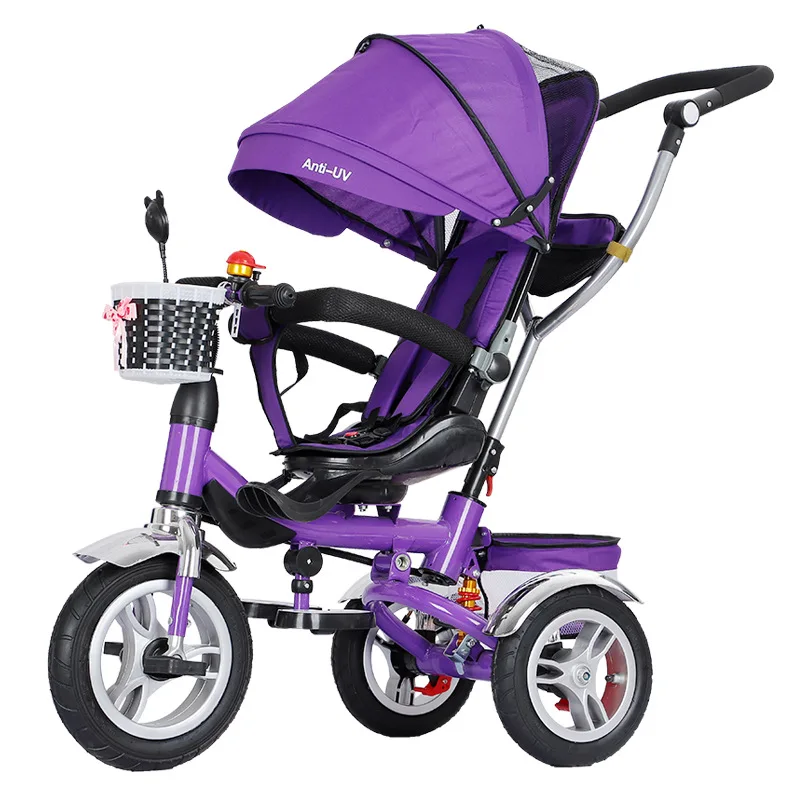 new model hot sale wholesale cheap price steel frame Baby Tricycle 7 in 1 Kid Push Trike Stroller Bike with Parent Handle