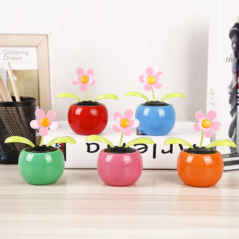 Cute style solar apple blossom dancing toy car ornaments