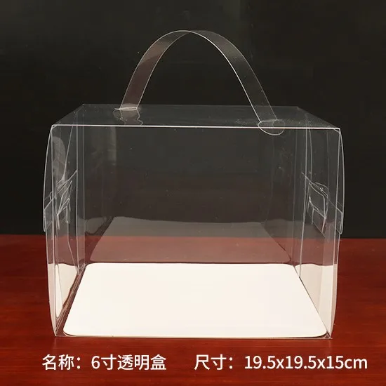 2 - 8 Inch Mini Dessert Package Container High Clear Plastic Cake Box With Handle And White Paper Plate