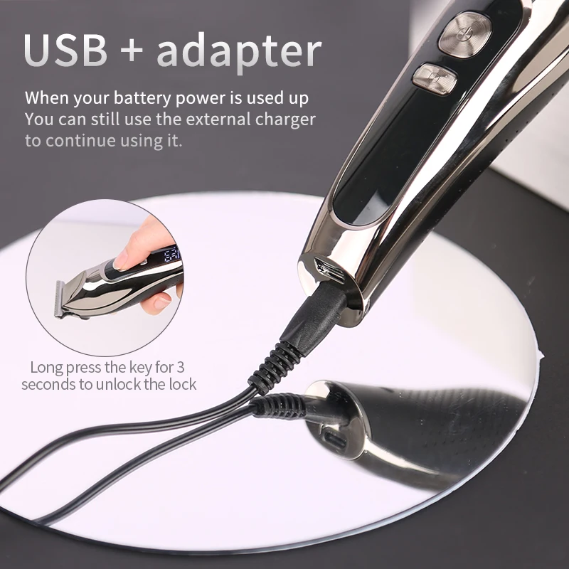 USB Rechargeable Cordless Electric Professional Electric Thread Head Bald Head Hair Hair Clipper Beard Trimmer Men