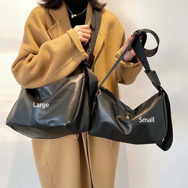 Korean Style PU Leather Tote Bag for Women Soft Large Crossbody Day Trip with Zipper Closure Bucket Pattern Print ODM Handbags