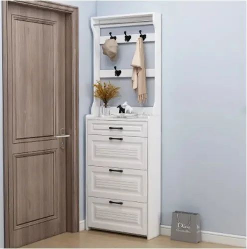 nordic high quality cheapest ultra thin collapsible dump shoe rack cabinet with hangers