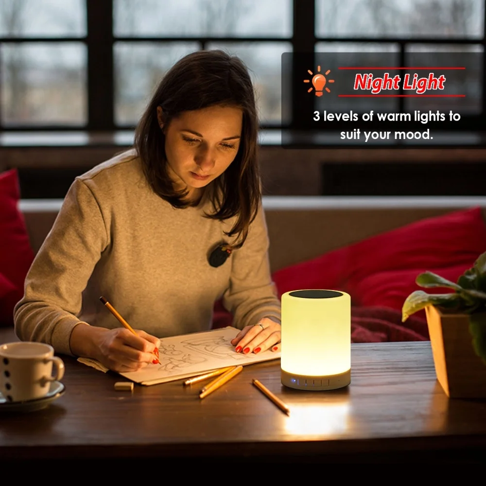 Светодиодный ночной Светильник Biumart Elecstars сенсорная уличная Настольная лампа с изменением 7 цветов ночник BT динамиком светодиодная прикроватная