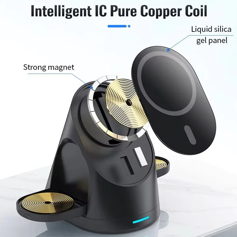 qi2 3 in 1 wireless charger Magnetic suction 15w smartwatch earphone iphone phone Wireless Charger for smartphone