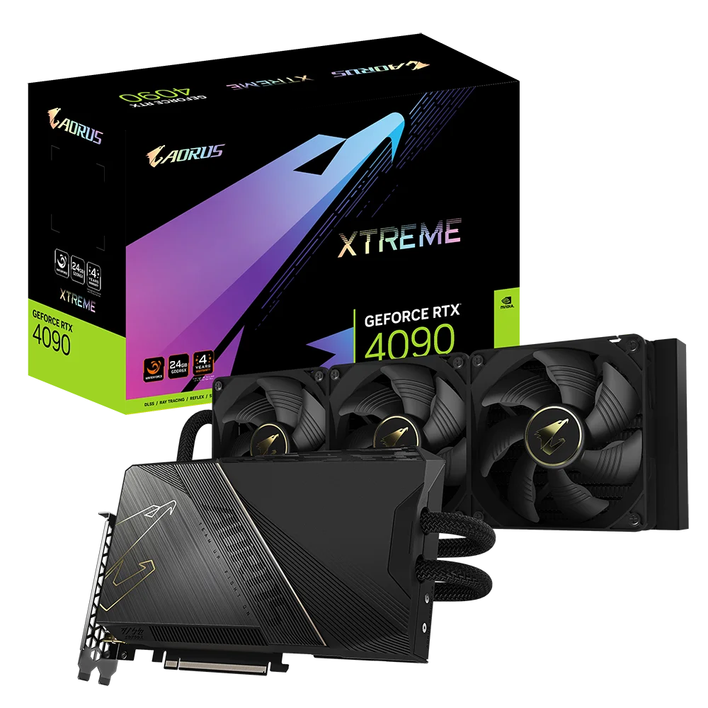 Видеокарта GA GeForce RX 4000, видеокарта AORUS GeForce RTX 4090 XTREME WATERFORCE 24G AORUS GeForce RTX 4090 MASTER 24G
