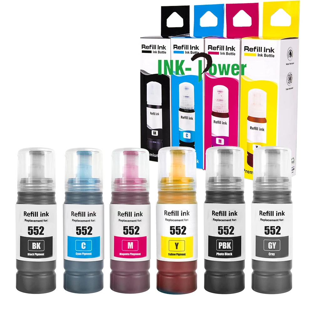 INK-POWER 552 T552 TOB TOB6CL TOB-6CL Premium Color Compatible Bottle Refill Dye Ink for Epson Ecotank ET-8500 ET-8550 Printer