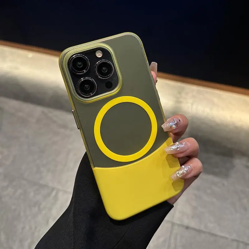 Detachable Splicing PC Wireless Charging Magnetic Matte Frosted Shockproof Cell Phone Case For Samsung for iphone