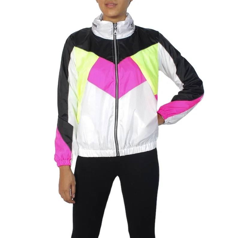 New Neon Color Block  Windbreaker Hooded Jackets Men Oversize Hip Hop/Factory wholesale men hooded anorak Jacket