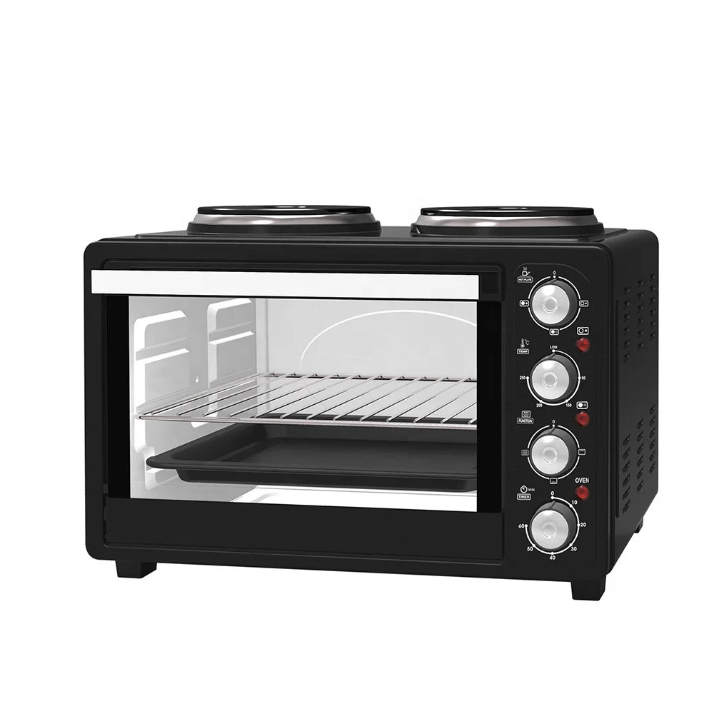 1500w+1000w+700w 36 capacity 2 hotplates electric convention bakery oven rotisserie pizza toaster oven with CE