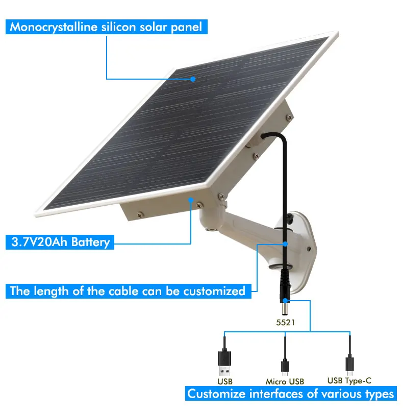 TecDeft Hot sale 12V 15W  20AH solar energy panel system kit with batteries for outdoor camera