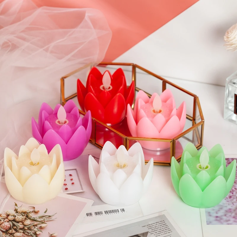 Lotus Led Tea Light Candles Shape Led Candles Buddhism Lotus Lamp Blessing Velas China Wholesale High Quality Smokeless Flower
