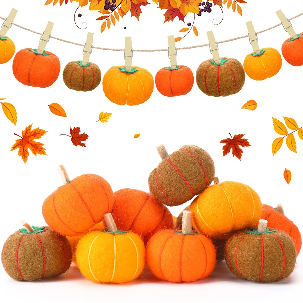 Hot Selling Thanksgiving Mini Pumpkin Halloween Home Decor Wall Hanging Ornament Decoration Felt Pumpkins Crafts Outdoor