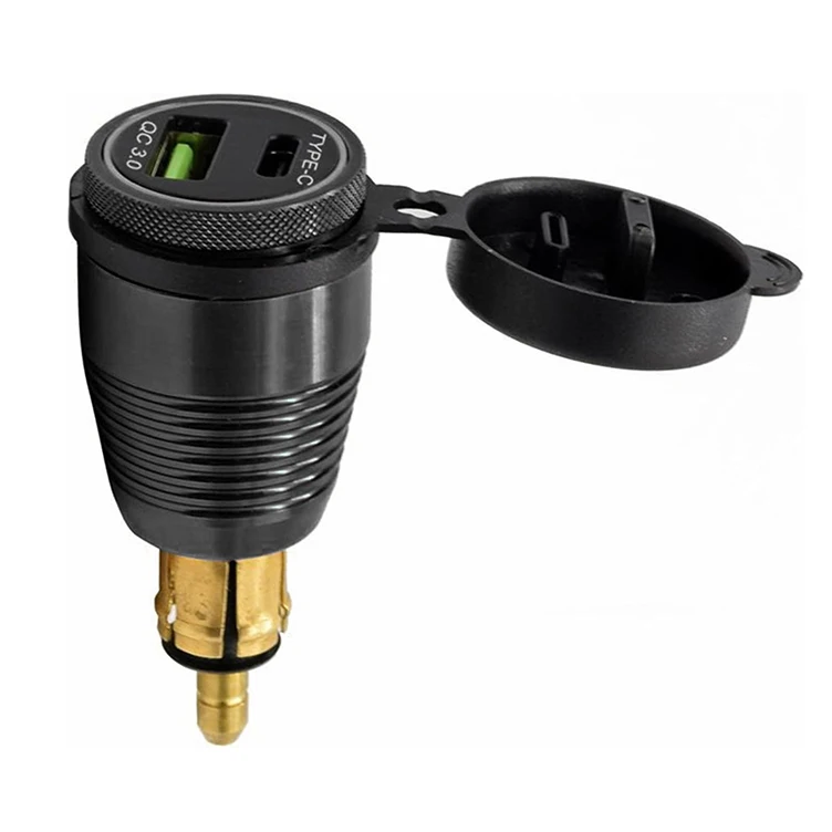 Motorcycle DIN Plug Qc3.0 Car Charger car usb charger usb c socket 12v 30W Power Delivery Adapter Socket 12v usb socket