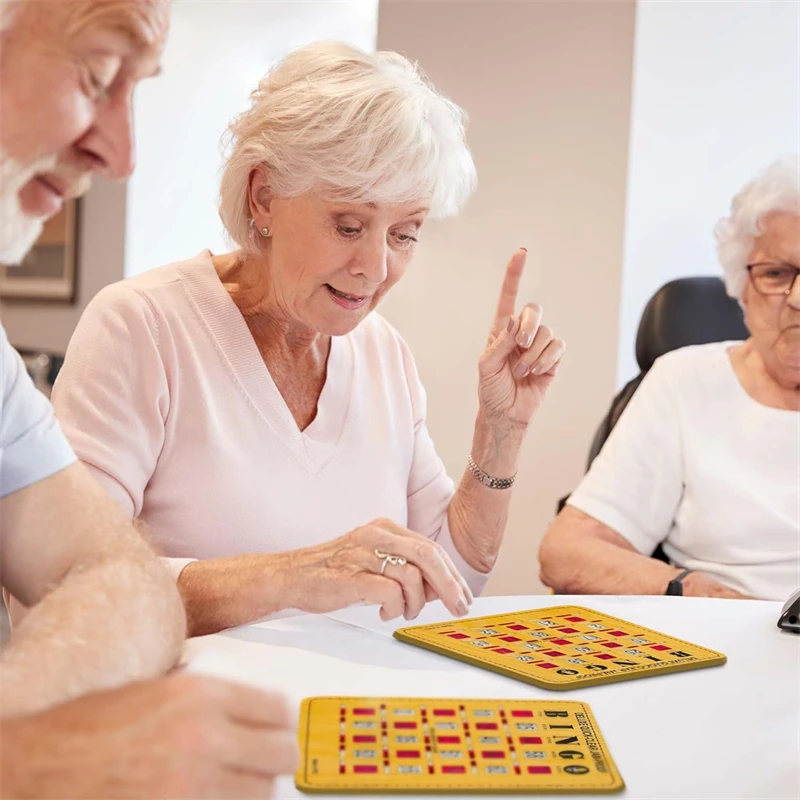 25 Pack in Woodgrain Style Bingo Cards Jam-Proof Quick Clear Deluxe Fingertip Slide Bingo Cards with Sliding Windows