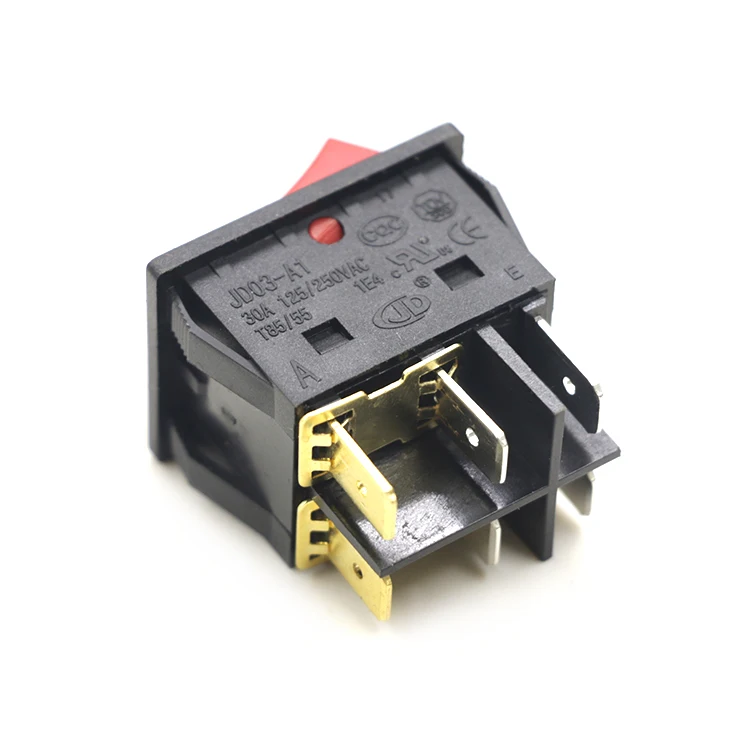 JD03-A1 30A 125/250VAC  T85/55 1E4   NO light CQC CE TUV  rocker switch with 6 pins