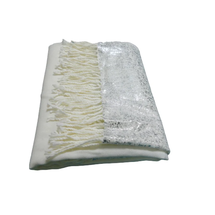 Simple Style Customized 100% Acrylic With Fringe Grey Woven Knitted Blanket Throw
