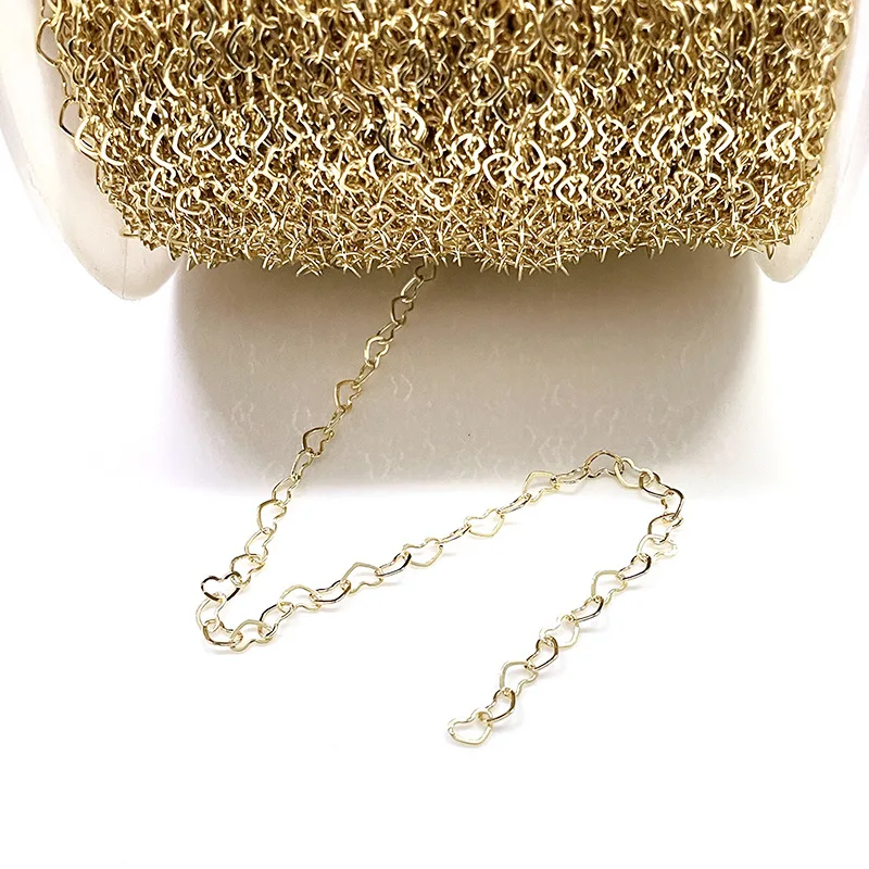 Fashion Sterling Silver Heart Bulk Chains for Jewelry Making Waterpoof Gold Filled Permanent Chains