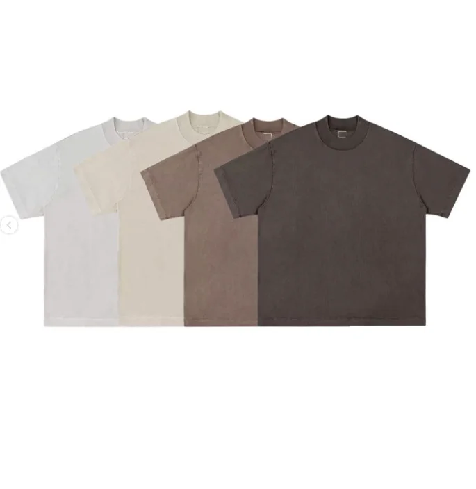 Wholesales Thick Neck 100% Cotton Men oversize 300 gsm distressed tshirt