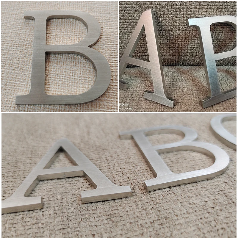 Customized 2358mm fine stainless steel solid word metal small word background wall antique brushed titanium gold sign word