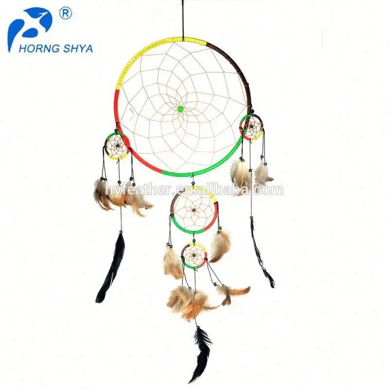 Wholesale HHandmade Boho Hanging Feather Dream Catcher for Car Home Room Door Wall Art Party Decor Ornament Gift Craft DIY Kit