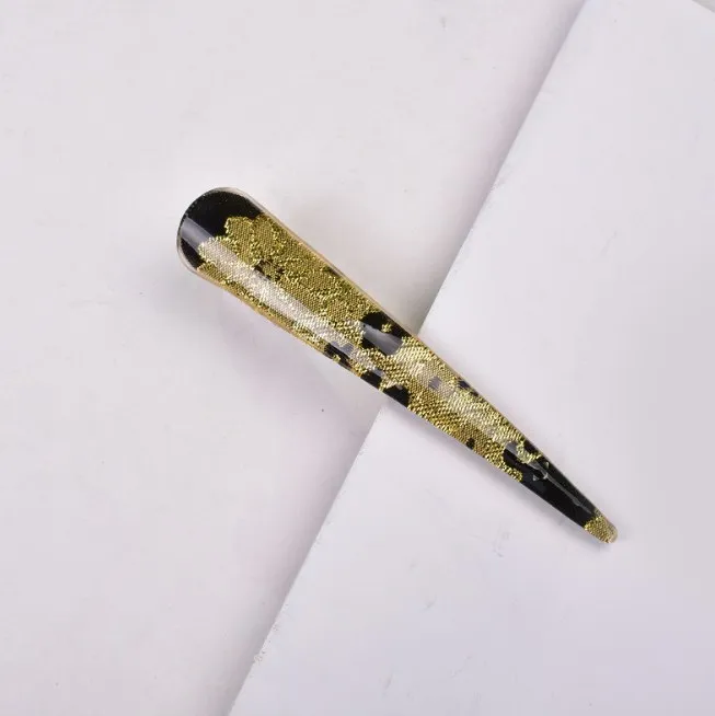 New creative hair accessories rhinestone duck beak with gold silk cloth acrylic ox horn with pan hair clip