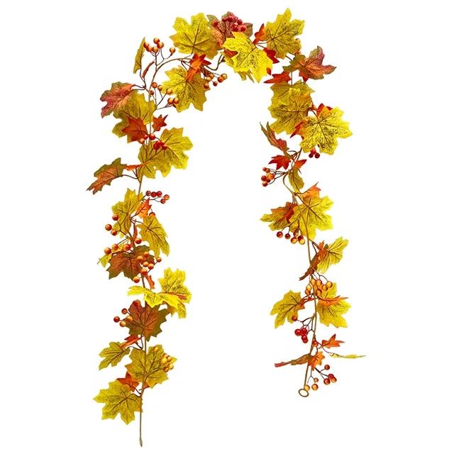 Artificial Plant Vine Artificial Maple Leaf Rattan For Christmas Silk  Flower Wall Hanging Outdoor Indoor Party Scene Decoration