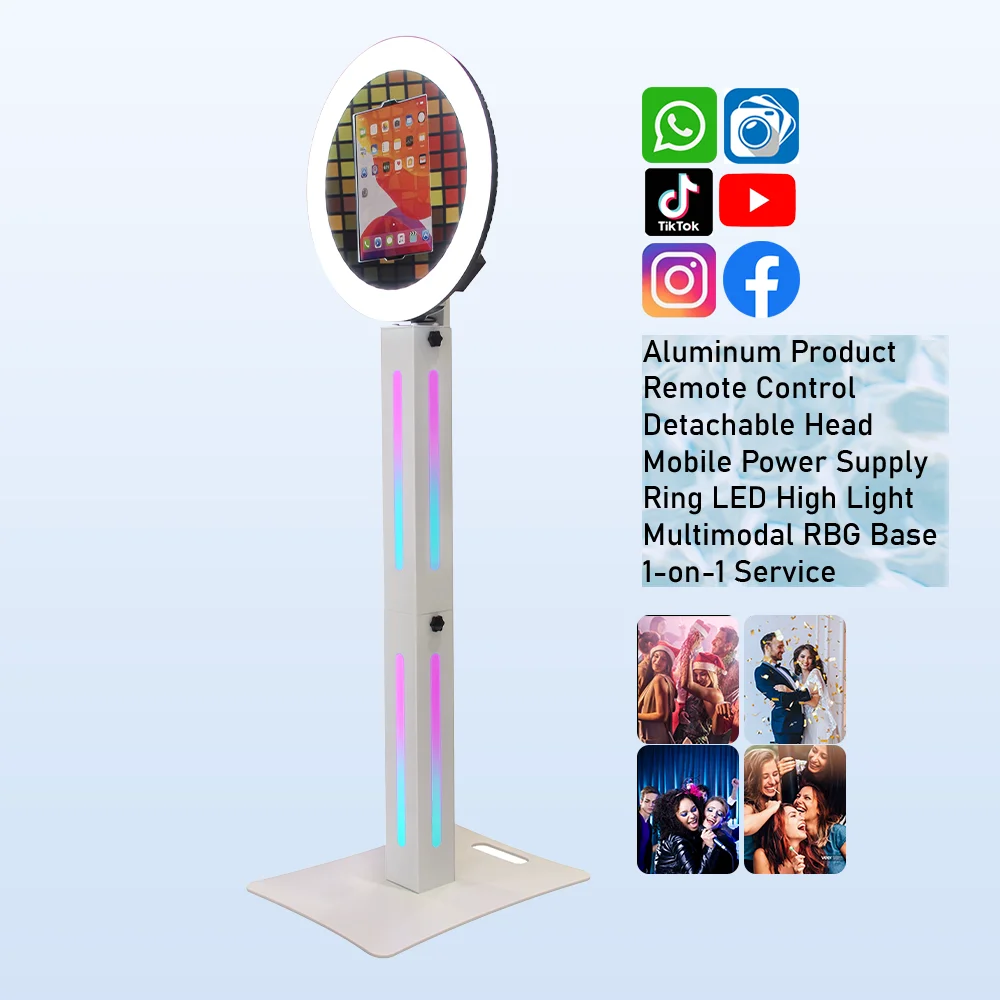 New design iPad photobooth mobile head aluminum portable magic mirror photo booth shell with RGB base