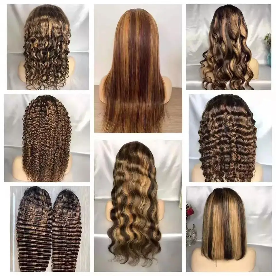 New fashion virgin Brazilian piano color human hair lace front wigs vendor, kinky curl transparent hd lace frontal wigs