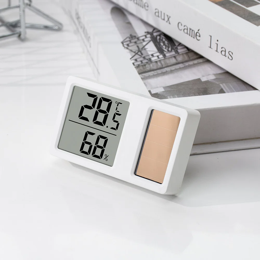 S-W12 Solar Thermometer Mini Large Screen Thermo Hygrometer Digital Solar Temperature Humidity Meter