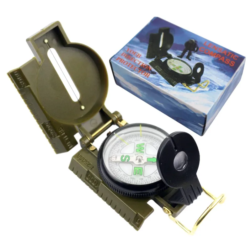 Wholesale multifunctional clamshell outdoor travel magnifying glass scale hanging ring finger needle6108