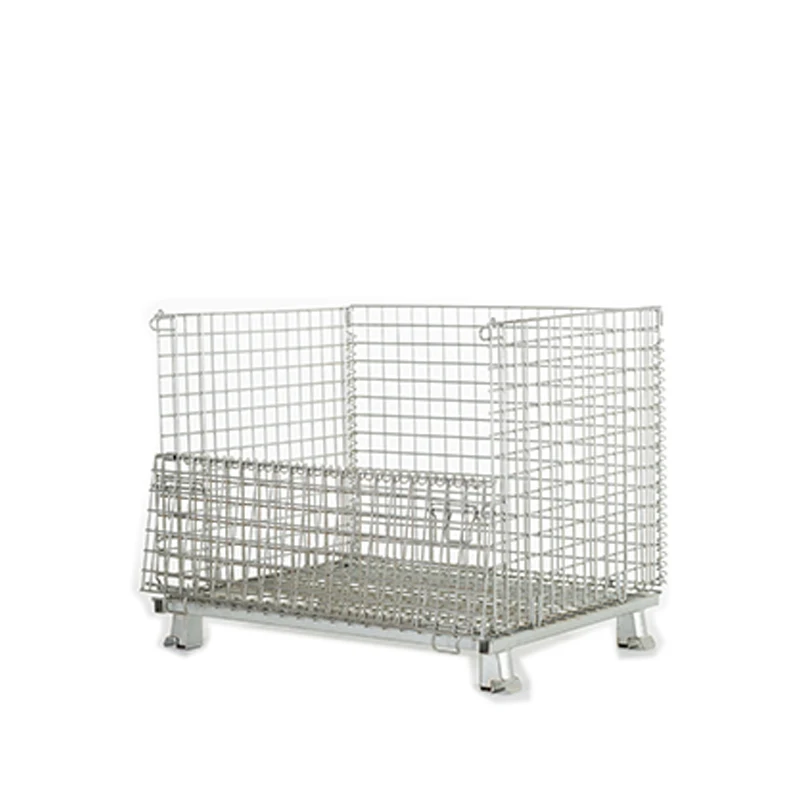 Heavy Foldable Wire Mesh Metal Pallet Folding Warehouse Lockable Storage Cages Wire Mesh Container