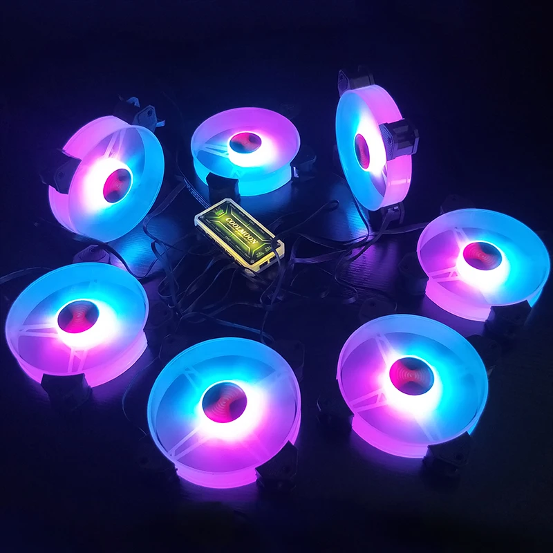 Кулер Coolmoon с нефритовым кольцом 120 мм RGB высококачественный кулер пультом дистанционного управления RF для корпуса игрового компьютера