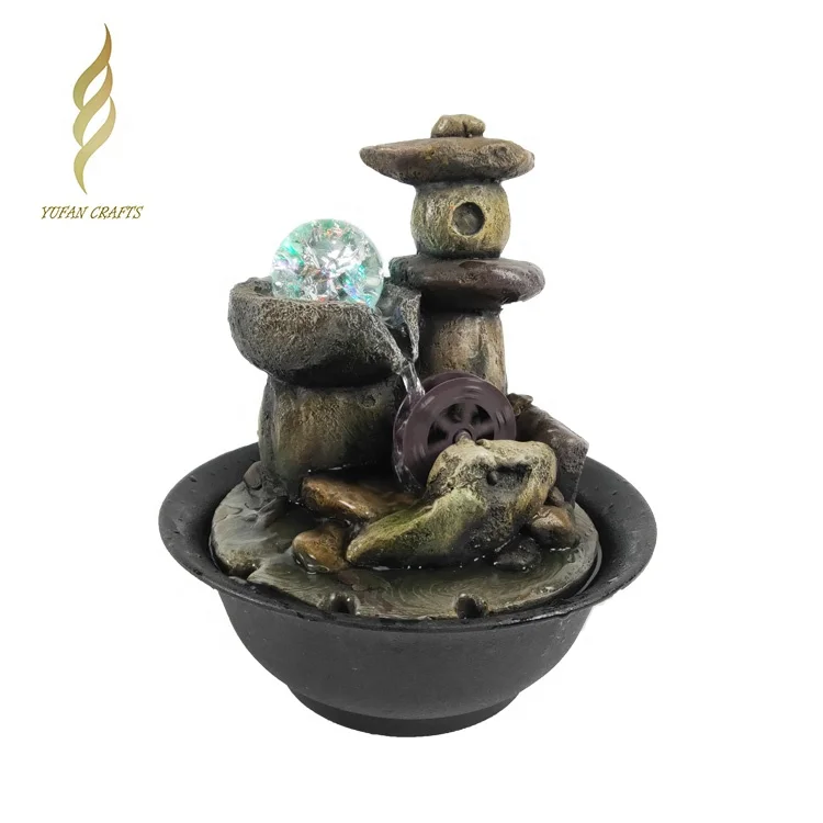 
Hot sell indoor ornament feng shui resin tabletop fountain Waterfall 