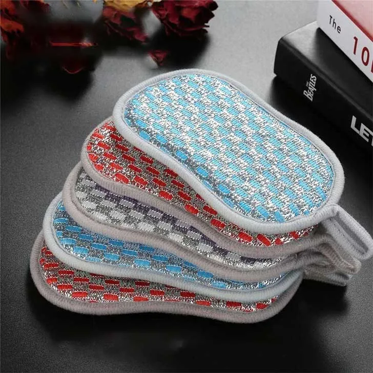 DS4335 Microfiber Scrub Sponges for Kitchen Non Scratch Double-Side Dish Sponge with Scrubber Scouring Pads Kitchen Sponges