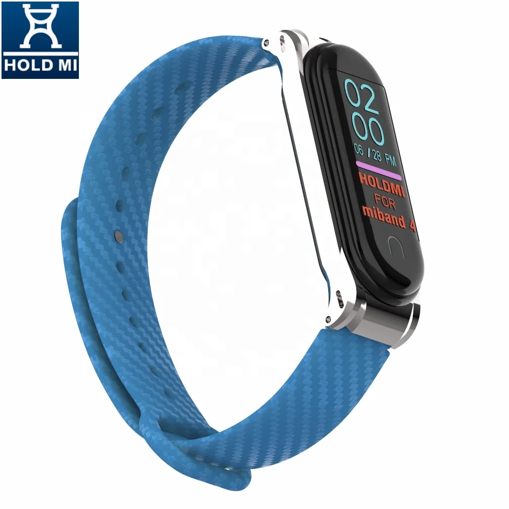 ODM holdmi brand 430210 series acid blue color lightweight miband4 silicone watch belt for xiaomi
