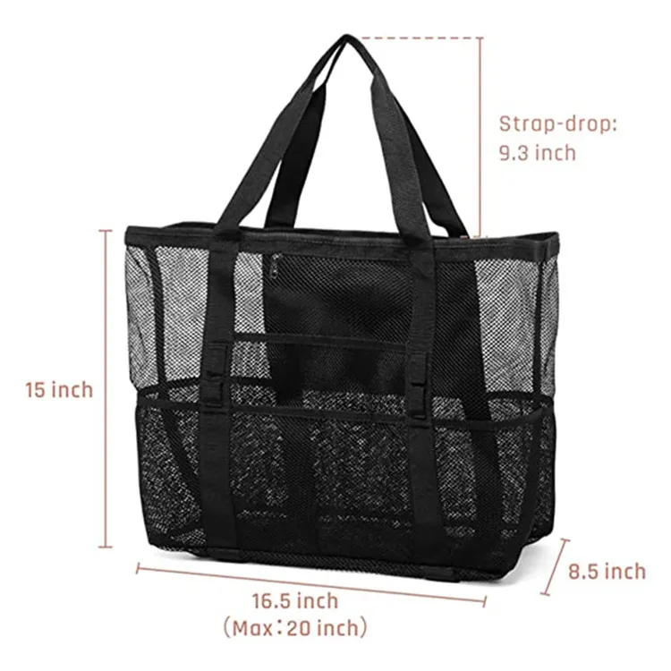 JAKIJAYI Summer Large Tote Bag Portable Comfortable Huge Storage Shoulder Handbag Mesh Beach Bag for Swim Surf