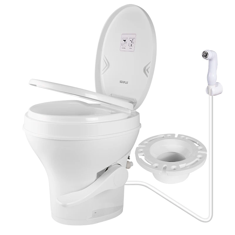 SEAFLO RV Toilet One-piece Plastic Foot-operated Outdoor Portable Camping Toilet Caravan Camper Motorhome trailer Accessories