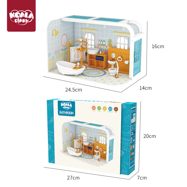 Koala Diary DIY Dollhouse with Kitchen Toys, diy dollhouse miniature, mini dollhouse miniature wholesale