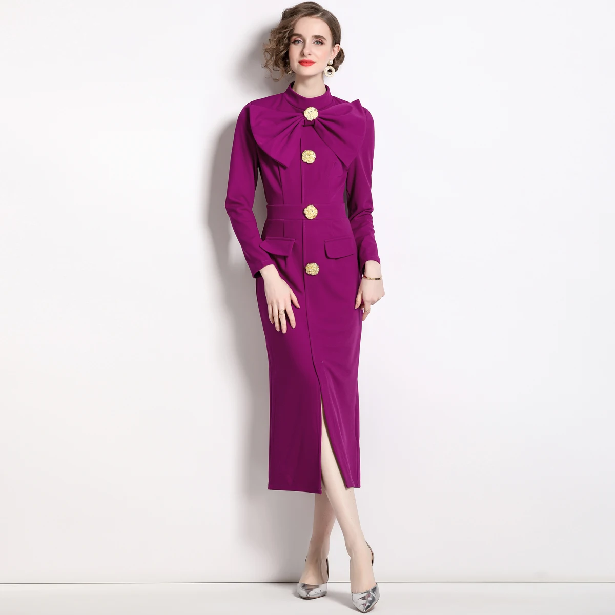 98-1951- Woman Clothes Manufacturer Wholesale Fashion Inspiration Elegant Vintage Lady Floral Evening Casual Dresses