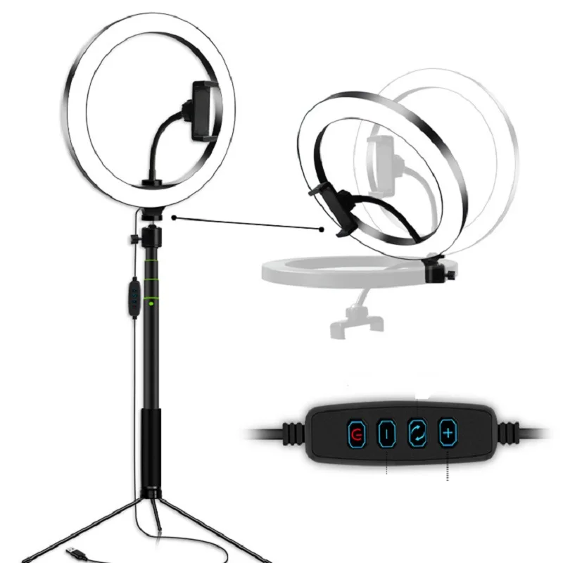 Подставка с триодом для макияжа мобильного телефона в реальном времени студийное фото светодиодное заполняющее кольцо-вспышка для селфи с регулируемой яркостью для телефона кольцевой огонь Круговое освещение