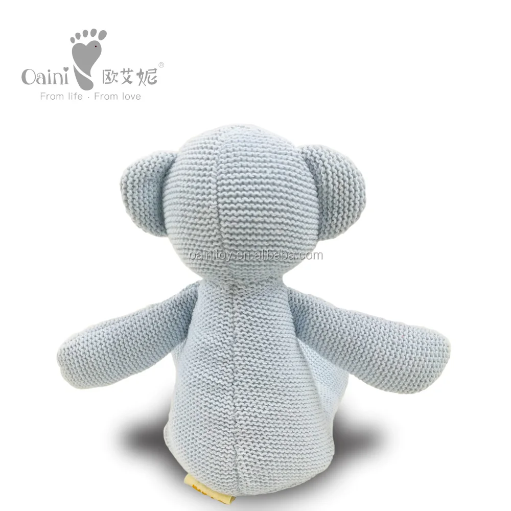 OAINI 2021 ODM OEM Manufacturer Handmade Custom Sitting Animal Toys Popular Cute Knitted Stuffed Toys Plush Blue Mouse Dolls