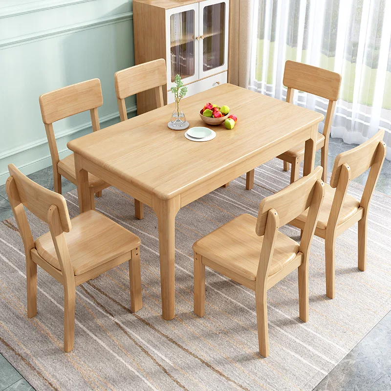 Chinese Style Furniture Folding All Solid Wood Round Dining Table And Chair Combination Apartment Dining Table Suits