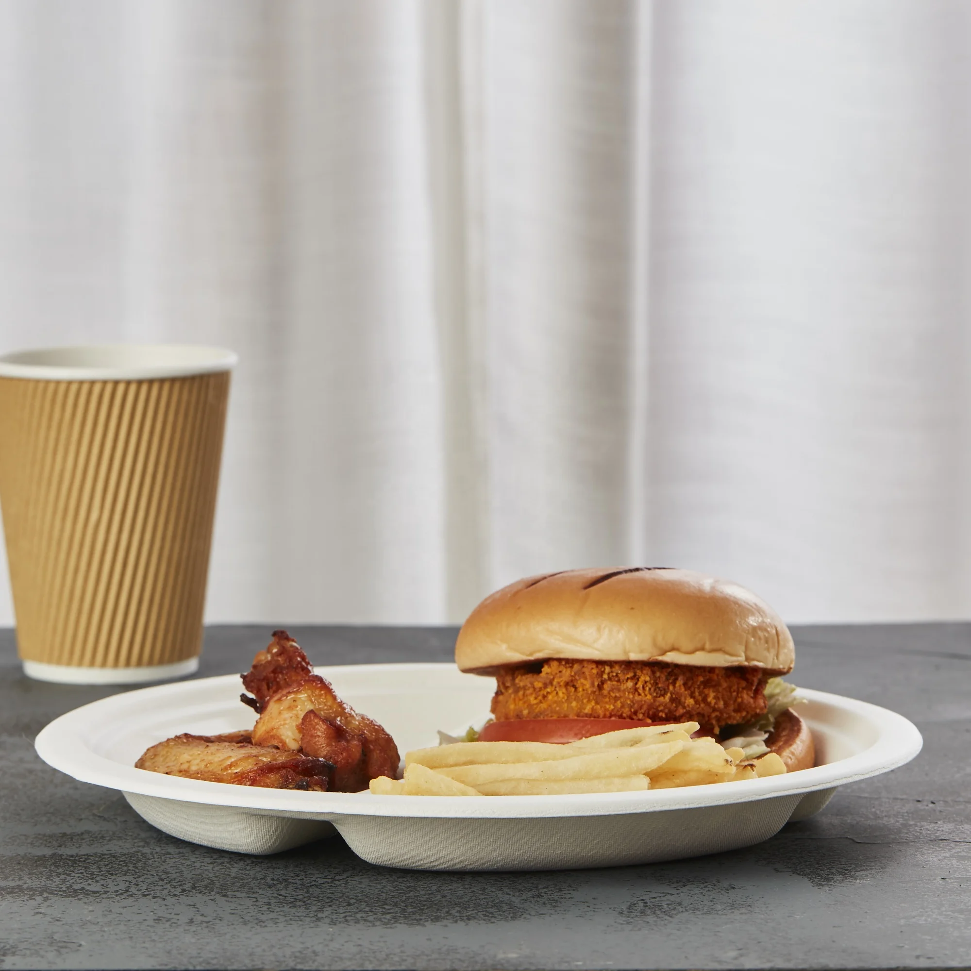 Fantastic quality popular  Durable Disposable Eco-Friendly Food Custom Dinner Divided Plate Dish