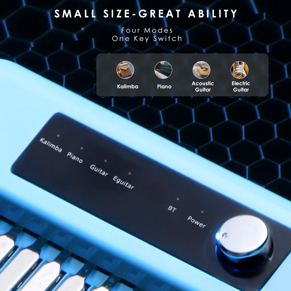 NAOMI Digital Kalimba 17 Key Electric Thumb Piano Bluetooth Amplifier Gift 4 Timbres BT Connection Mbira