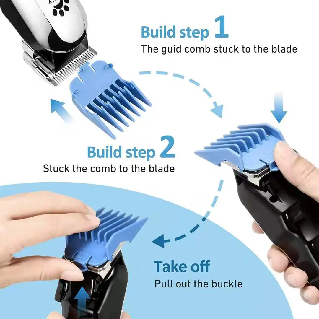 Rechargeable Low Noise Pet Hair Clippers Kit Dog Cat Professional Pet Grooming Trimmer Pet Hair Clipper Grooming Set