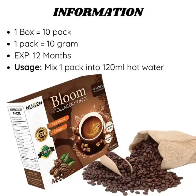 Wholesale Private Label Pure Organic Bloom Slimming Instant Coffeecoffee Powder With Collagen