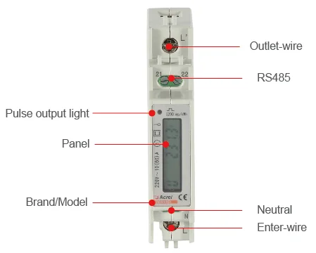 Acrel ADL10-E Single Phase 10(60)A Direct Connect Kwh Energy Meter Din Rail with LCD Display and RS485