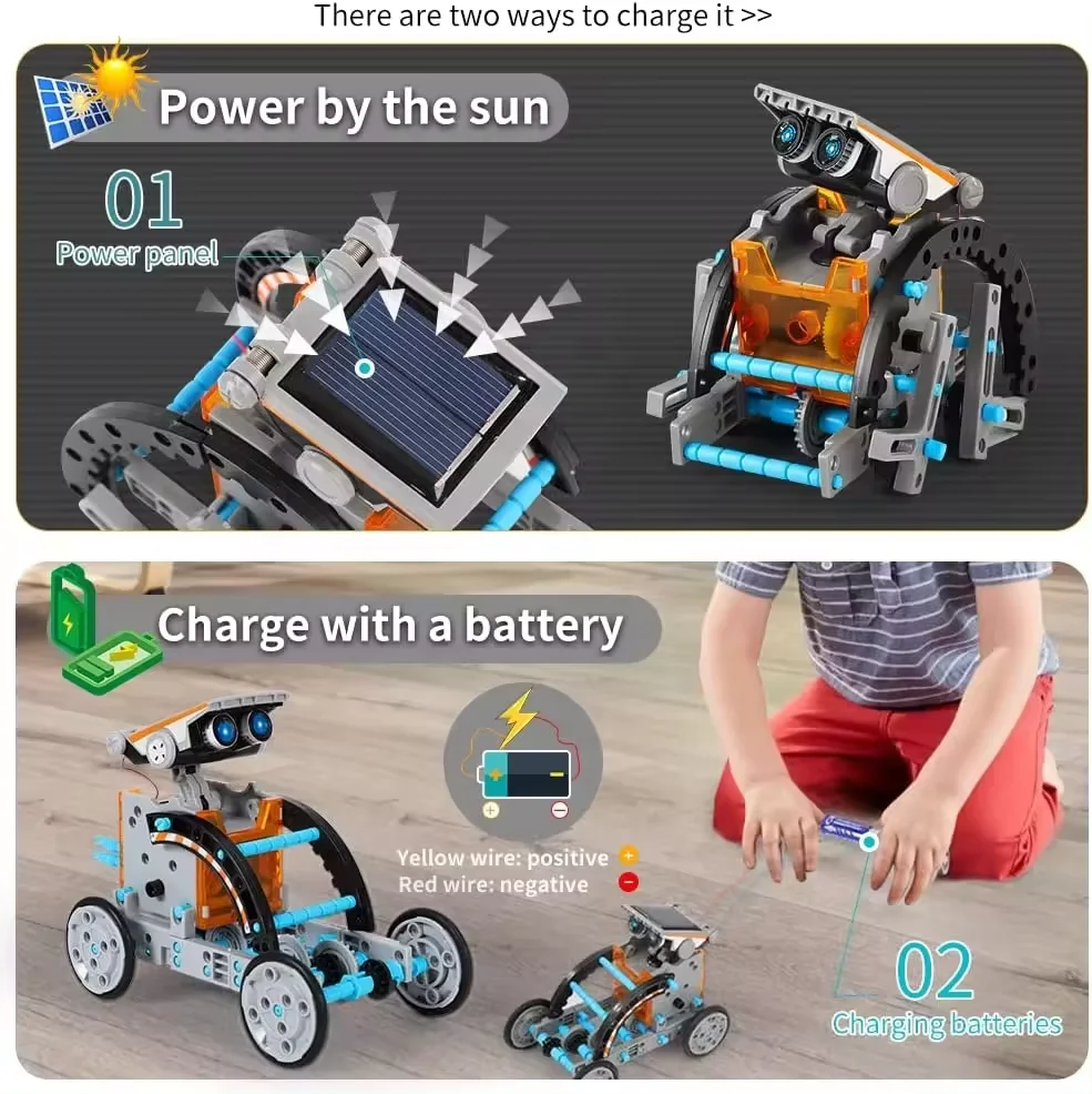Updated Version DIY Kids Science Experiment Activities 13-in-1 STEM Education Solar Robot Toys Robotic Educational Stem