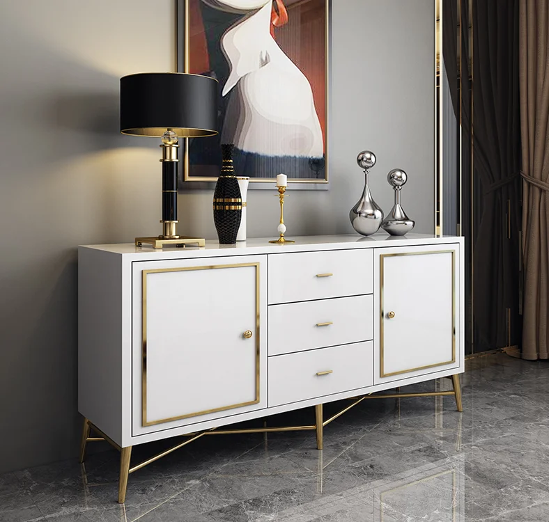 New  Modern minimalist light luxury creative multifunctional living room dining room solid wood storage sideboard