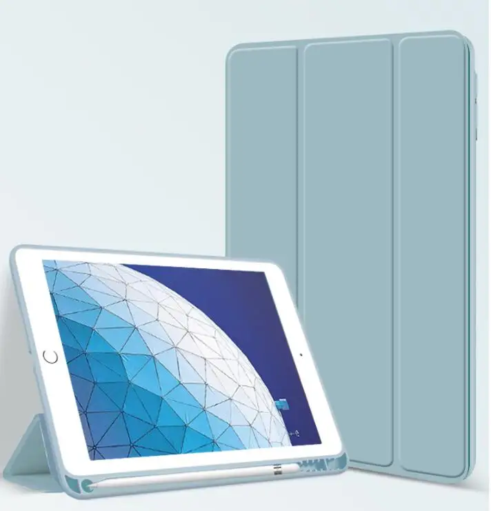 Case for iPad 10.2 (2020) Tri-Fold Folding Side Flip Shockproof PU Leather + Soft TPU with Pen Slot and Stand Cover